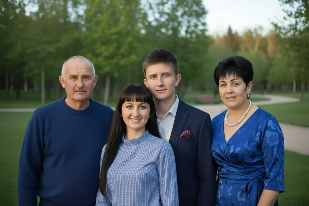 Ксения Павленко – Using the provided photograph, shorten the woman on the far right so her top-of-head aligns with the top-of-head of t…