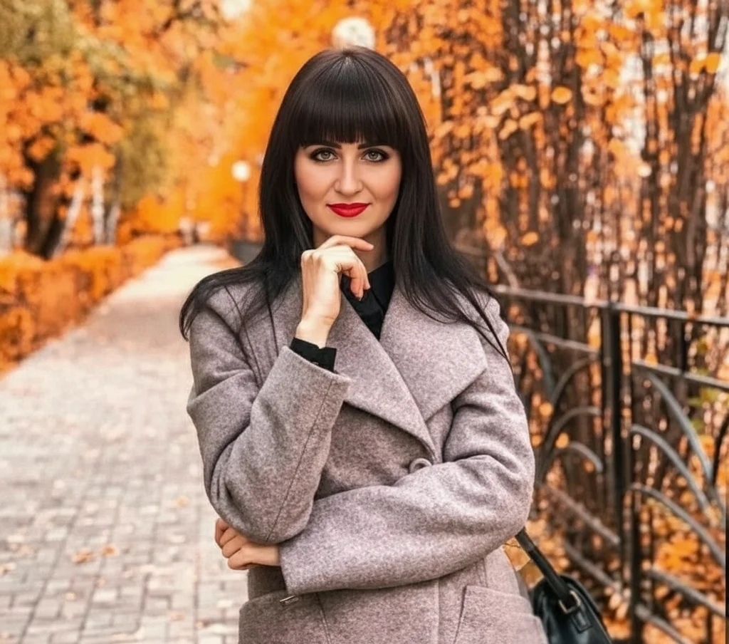 Ксения Павленко – Add straight, blunt bangs to this person's hairstyle. The bangs should be cut in a perfectly straight line across the…