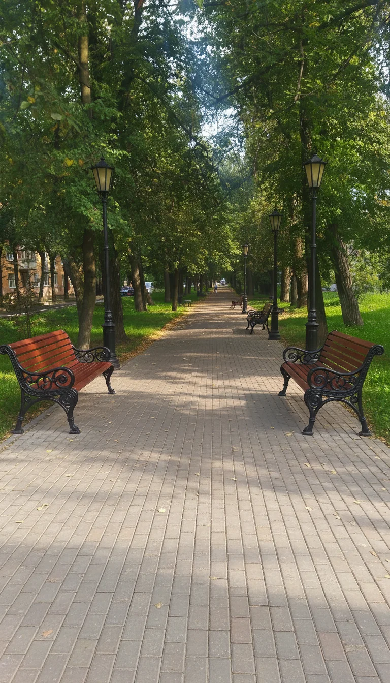 MrNeoferum – Transform this park pathway into an elegant 19th-century promenade. Replace the worn asphalt path with beautiful smal…
