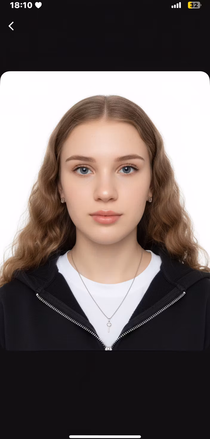 Ариадна Галиц – Edit the provided portrait to create a professional Russian passport photo compliant with official standards: complet…