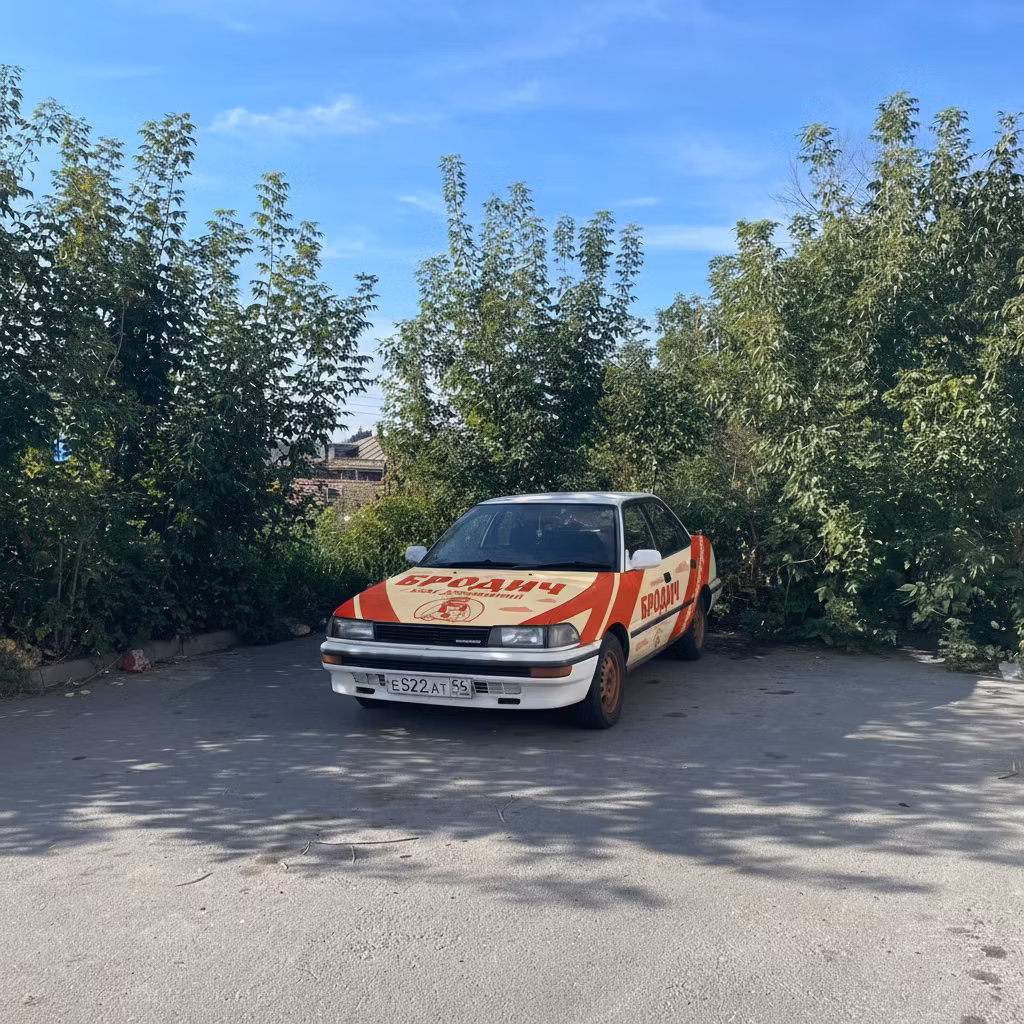 V X L – Transform this white sedan into a striking Brodych kvas-themed race car livery. Using the authentic Russian kvas bran…
