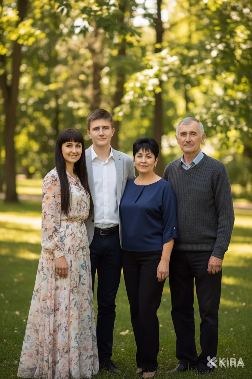 Любовь Павленко – Make two adjustments to this family portrait: First, change the older man on the right back to his original clothing …