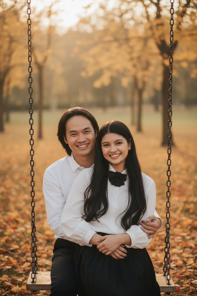 Ethan Luo – Adjust the couple's faces so both are facing directly forward toward the camera while maintaining their loving embrac…