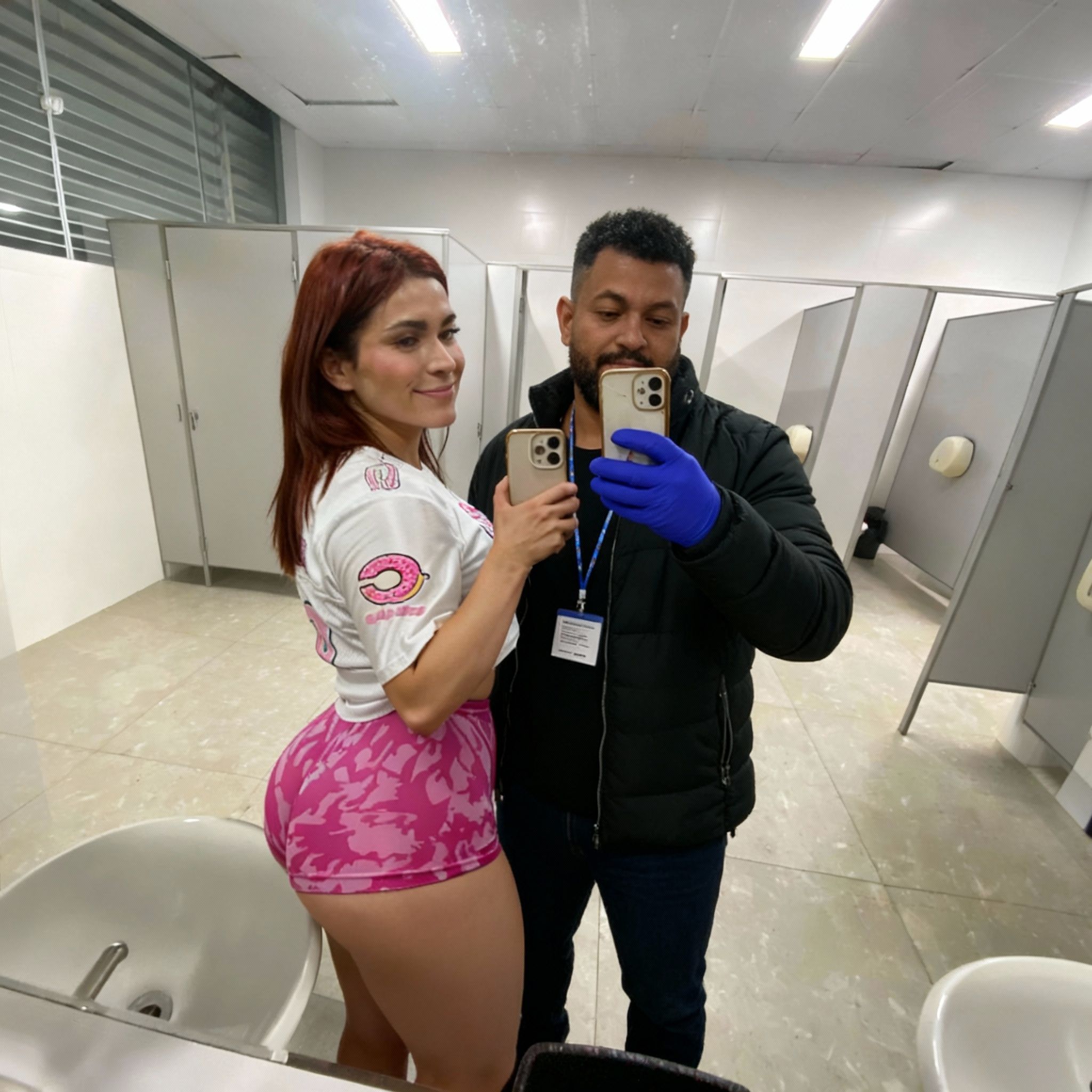 Tiano Films – Create a cohesive mirror selfie scene by placing the woman from the first image next to the man from the second image…