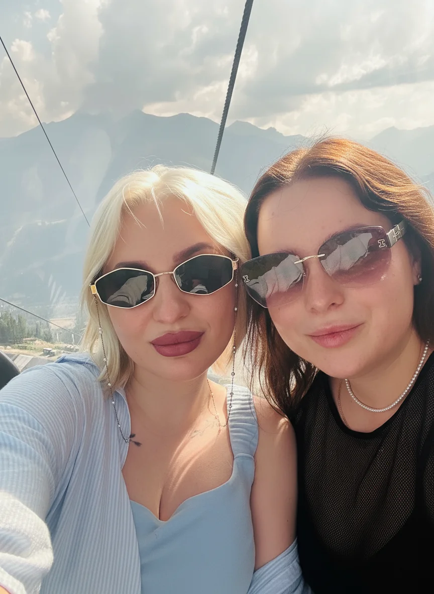 Марина Галкина – Transform the two women in this mountain selfie to have slimmer, more toned physiques while keeping their faces, faci…