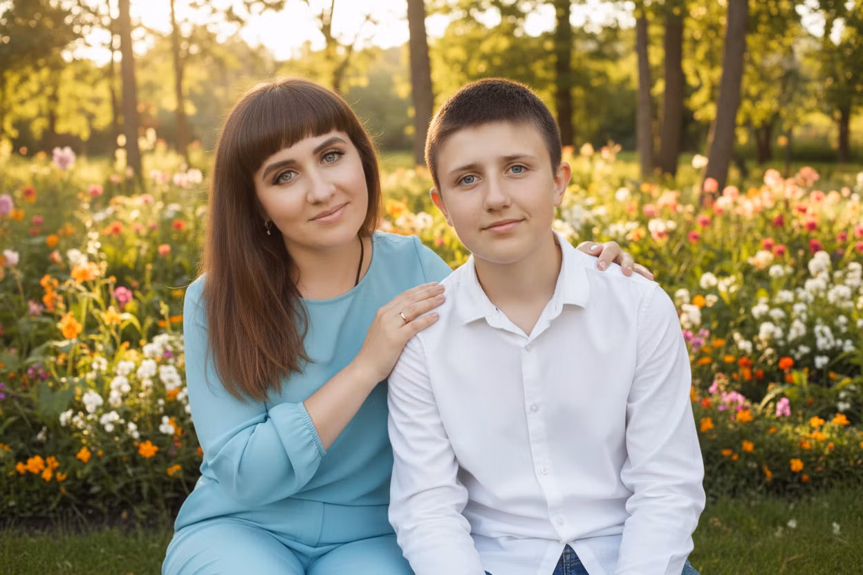 Ксения Павленко – Create a waist-up family portrait with 100% exact facial replication from the originals: mother's face identical in e…