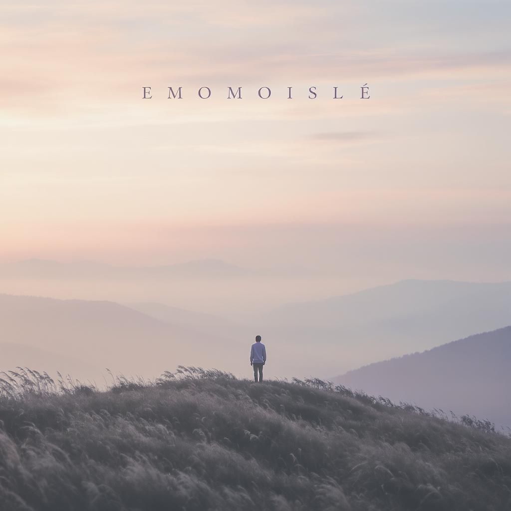 Ccddz – Emotive album cover featuring solitary figure standing alone on misty hillside at dawn, tall grass swaying gently in …