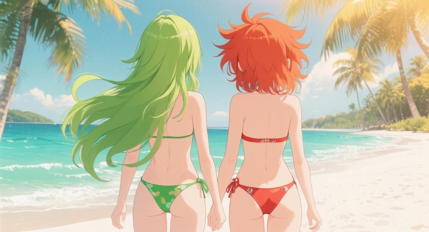 Boltox Boltox – Turn both characters around so they are facing away from the viewer, showing their backs. The red-haired character sh…