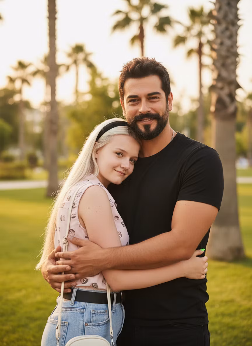 Никита Щетинин – Create a heartwarming image of a loving couple in a tender embrace. The man, in his early to mid-30s, has light-to-me…