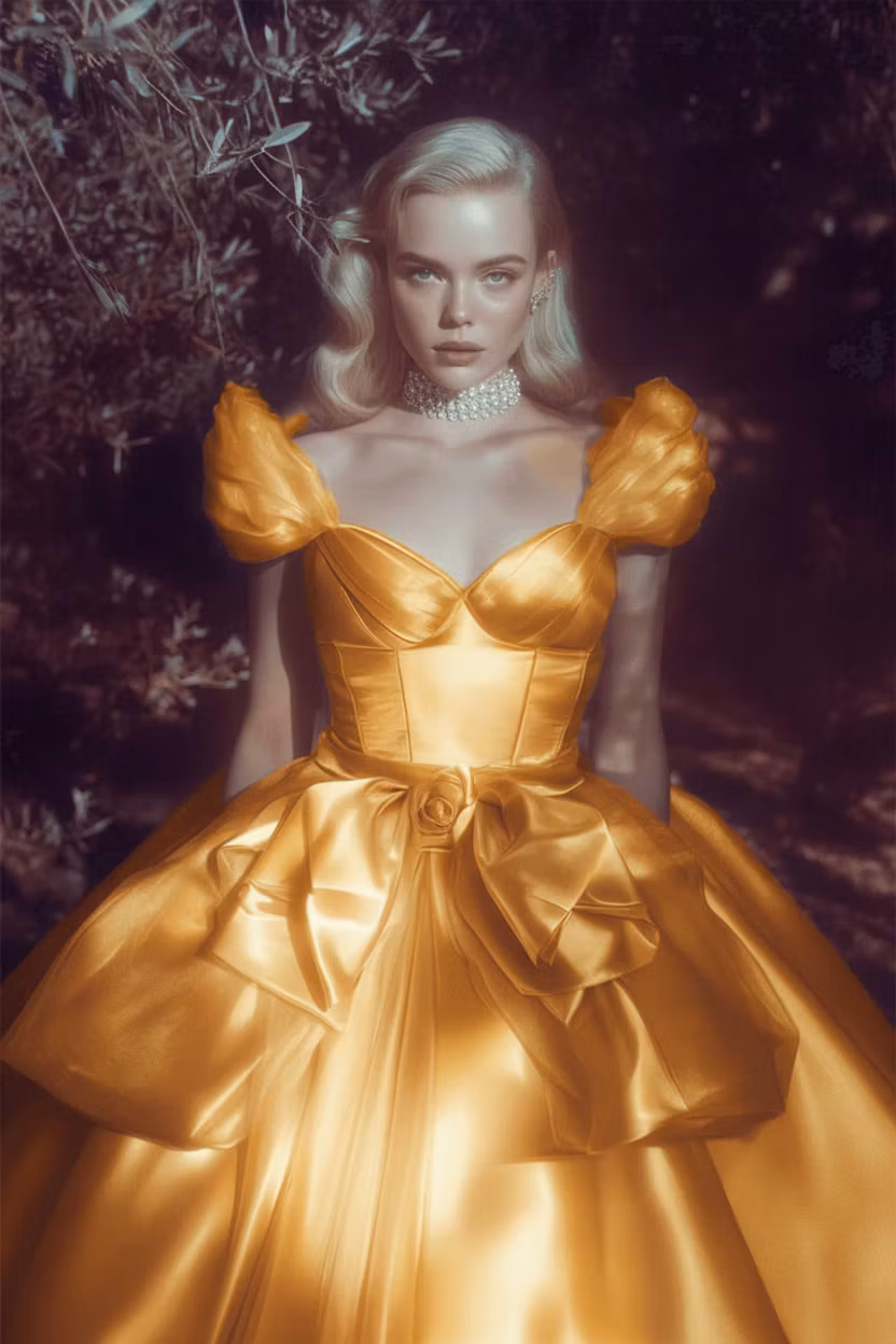 Joy Stevenson – Transform this elegant ball gown from its current soft blue color to a beautiful golden yellow while preserving all t…