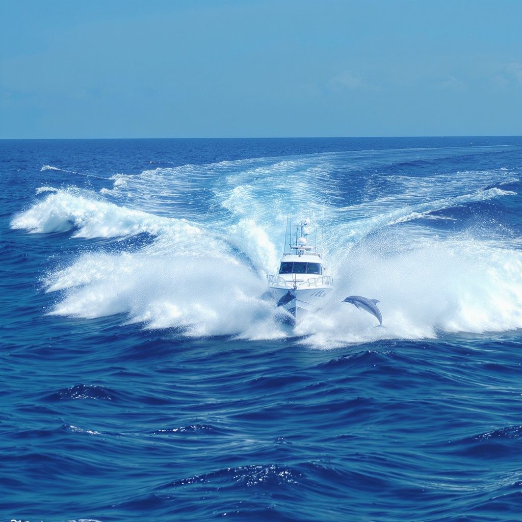 сантв барбара – High-speed racing speedboats cutting through crystal blue ocean waters at full throttle, creating dramatic white foam…