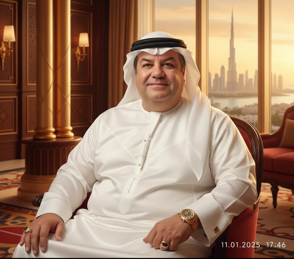 Omar Haboyan – Transform this person into a wealthy Arab sheikh in the most beautiful location in Dubai. Replace his casual striped …