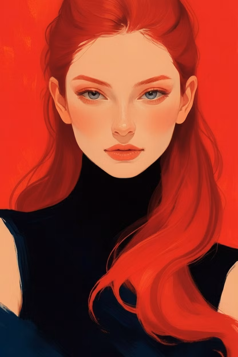 ghazal ghanavati – Edit the provided portrait so the subject's hair is a slightly darker shade of the same red — natural, subtle change …