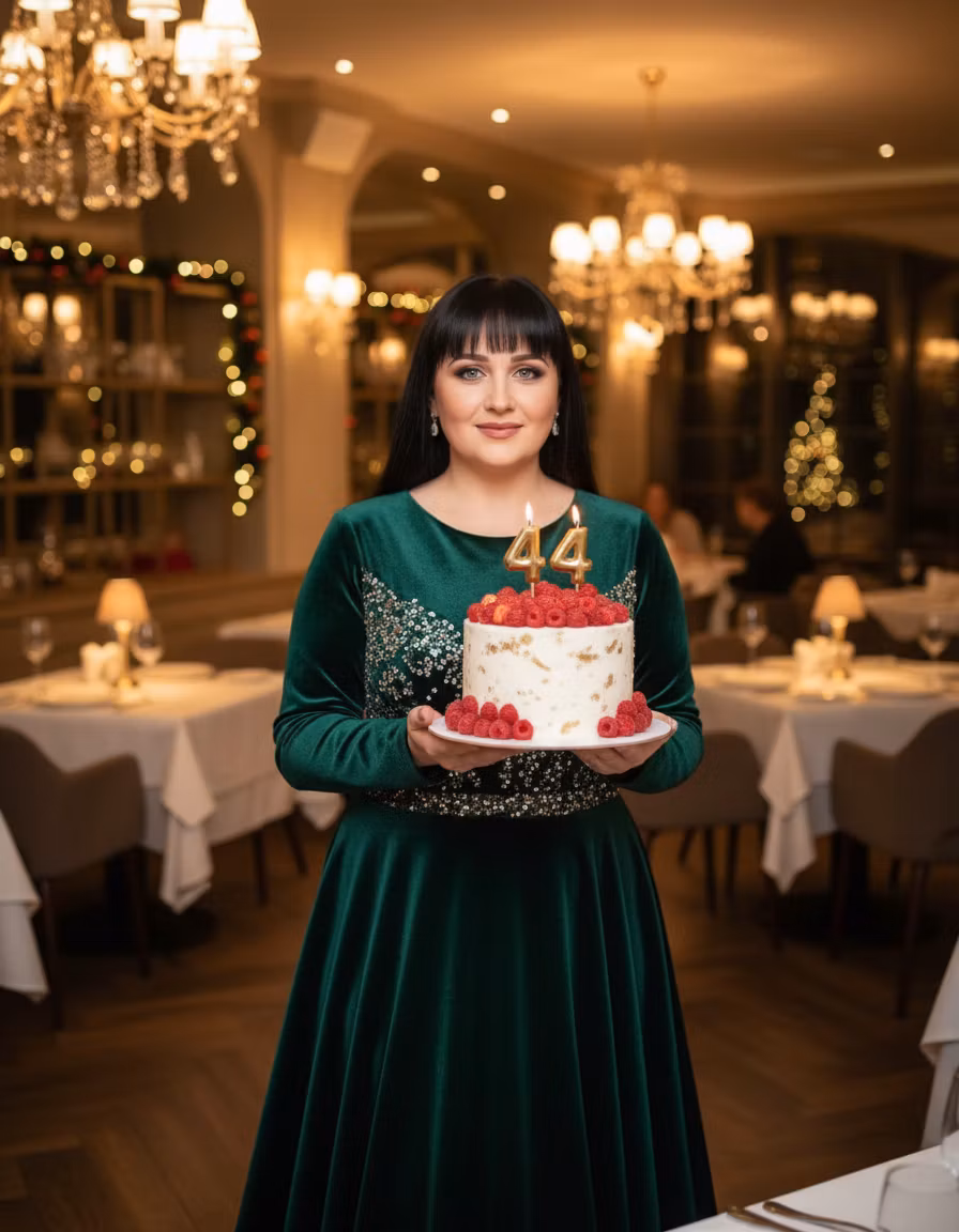 Ксения Павленко – Transform the portrait of the woman into a festive scene: dress her in a beautiful, elegant holiday dress with sparkl…