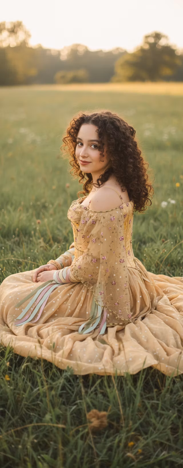 Alexey Naumenko – Create a beautiful outdoor portrait combining the girl from the first image with the elegant historical dress from th…