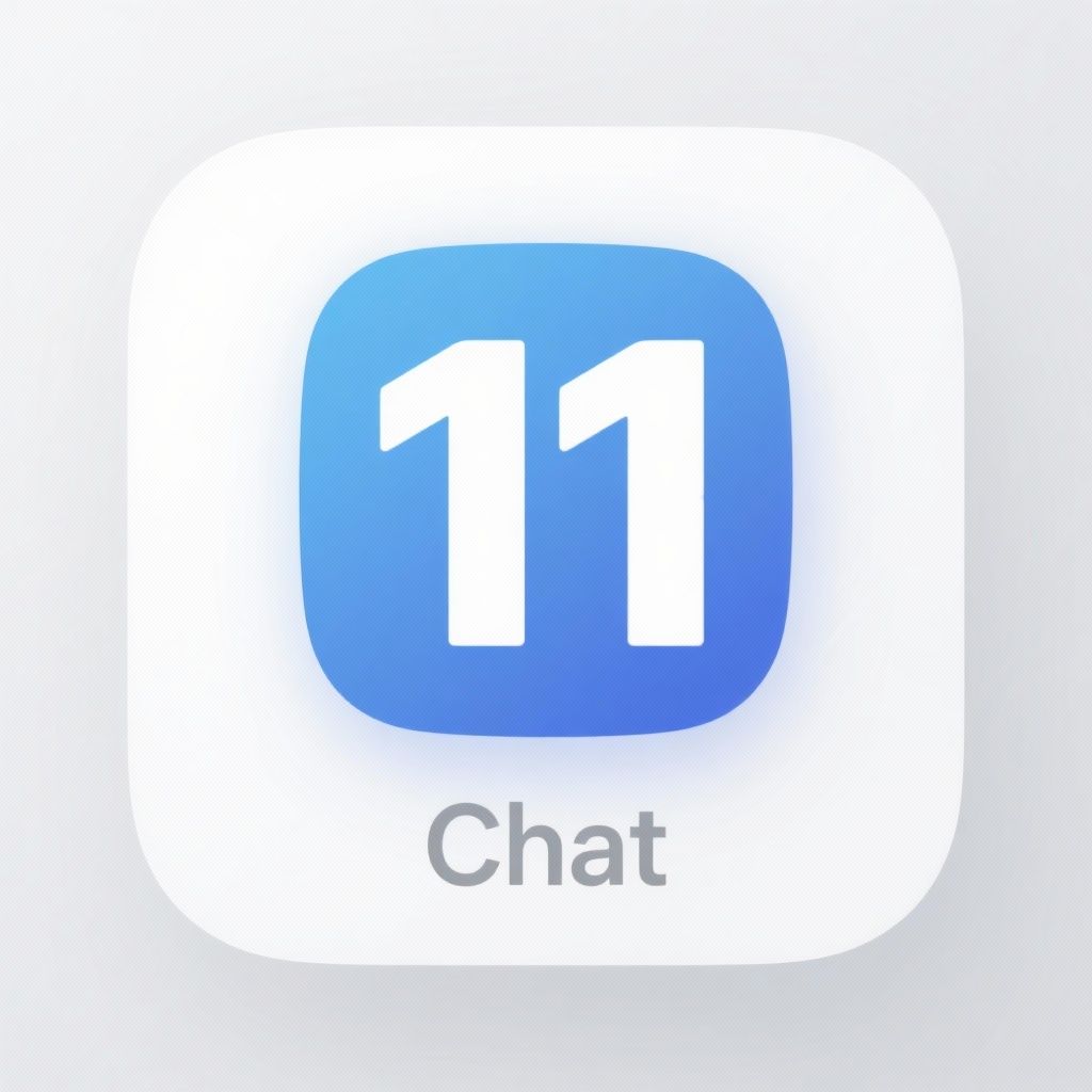 qwenpi – iOS minimalist avatar design for 11th grade group chat. Bold number "11" displayed inside a rounded square icon resem…