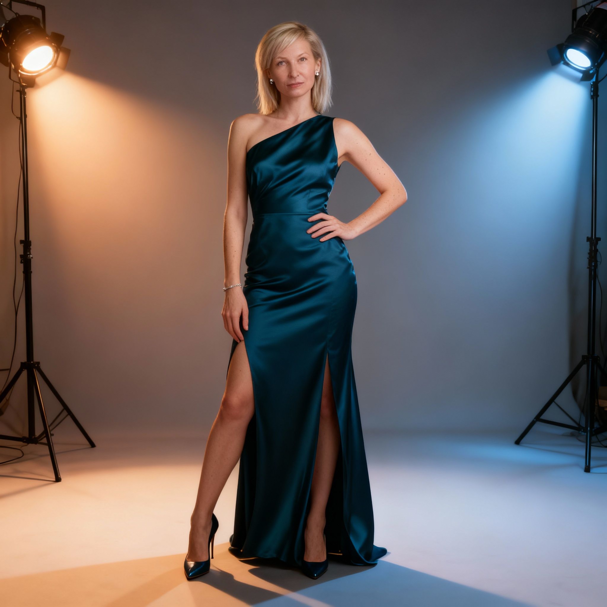 Vktor – Using the provided image as the exact upper-body/face source, create a full-body, photorealistic, high-fashion portra…