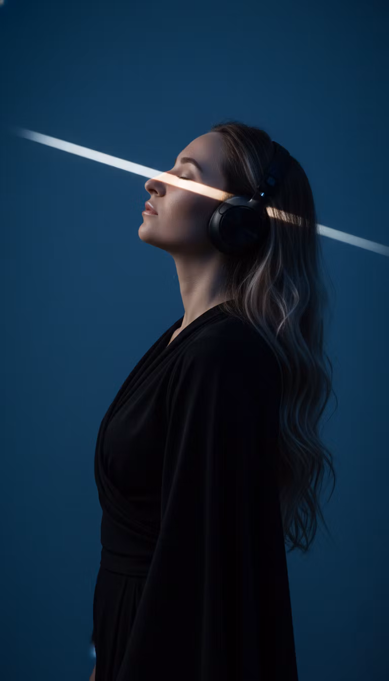 ervolt ervolt – A surreal, moody fine art portrait of a young woman with light skin and long wavy hair featuring subtle highlights, i…